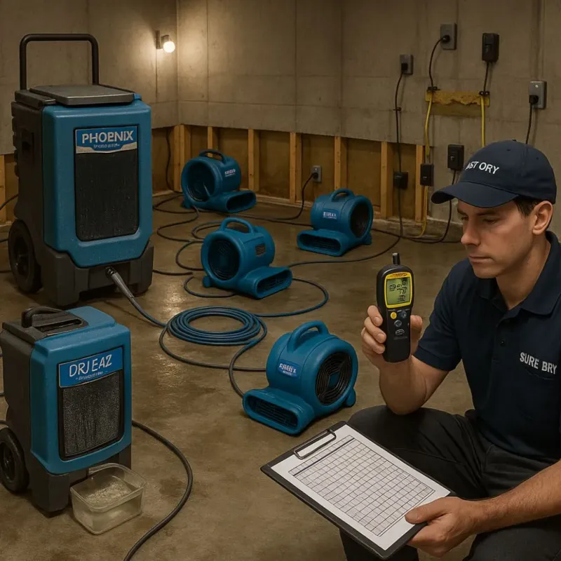 Structural Drying and Dehumidification process in Wood Dale, IL